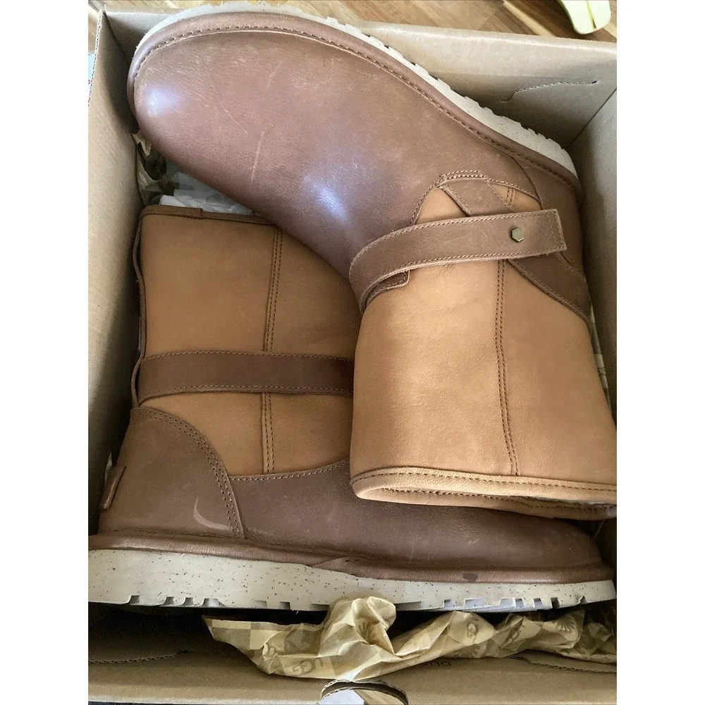 UGG Women's Anali Chestnut‎ Size 7 US Leather Winter Boots Brown Pull On